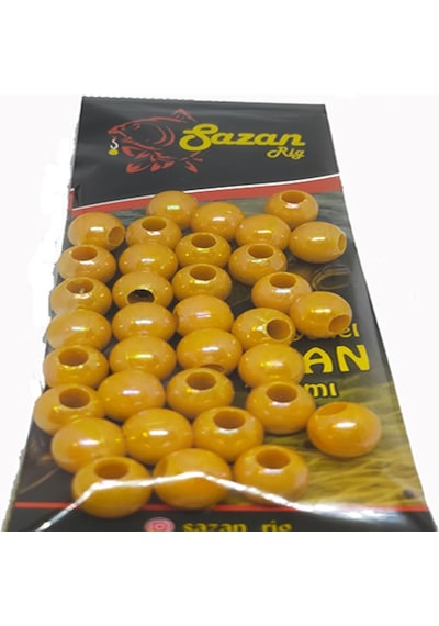 Sazan Dip Yemi Koyu Sarı Janjan Boncuk 11 Mm(Geniş Delik) 35 Adet