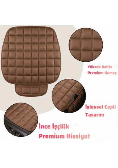 Premium Cepli Ortopedik Oto Koltuk Minderi 2 Adet Taba