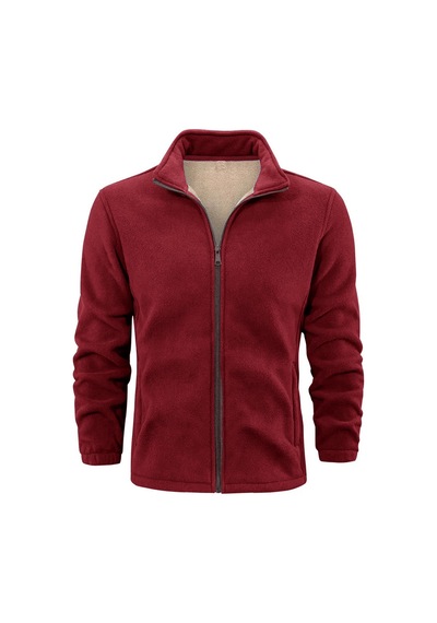 Ghassy Co. Erkek Ultra Isı Peluş Astarlı Cepli Tam Fermuarlı Polar Ceket Bordo