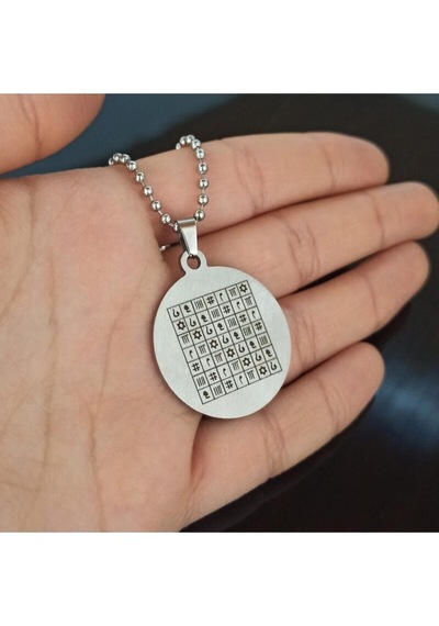 Celcelutiye V Ismi Azam Vefki Esma Unisex Sevgiliye Eşe Anneye Hediye Çelik Zincirli Kolye Gri