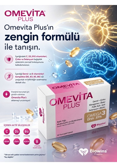 Biowins Pharma Omevita Plus Omega 3 Dha Epa Multivitamin Multimineral 30 Yumuşak Kapsül