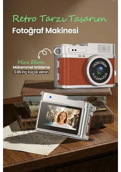 Ayrex Mini Dijital Kamera Selfie Video Vlog Kamerası Mini Anahtarlık 1080p Cmr35 Kahverengi Diğer