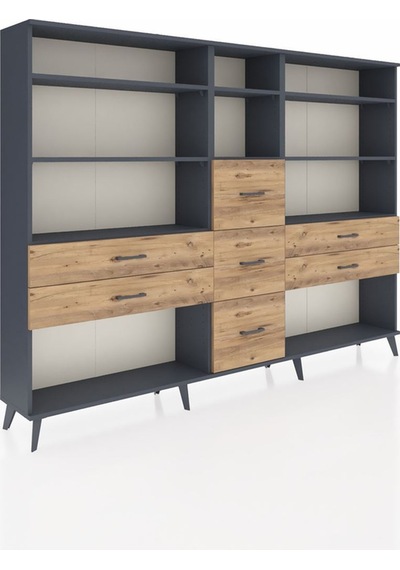 Arges Dolap 8 Raflı 7 Çekmeceli 220x30x163 Antrasit-antrasit/çam Antrasıt/atlas Çam - Antrasıt Arges Dolap 8 Raflı 7 Çekmeceli 220x30x163 Antrasit-antrasit/çam Antrasıt/atlas Çam - Antrasıt