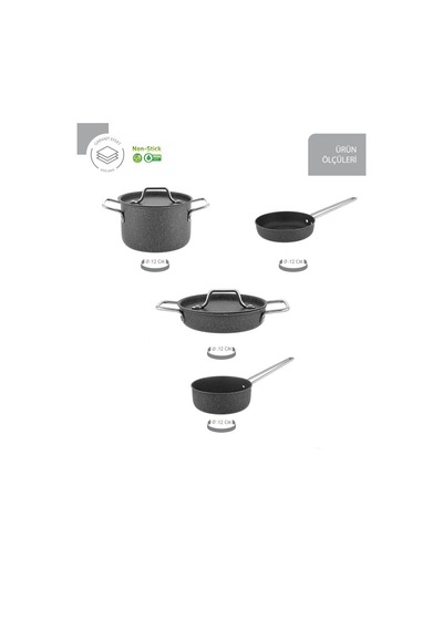 Hascevher Mini Chef Granit Oyuncak 6 Pcs Tencere Seti Granit Kaplamalı