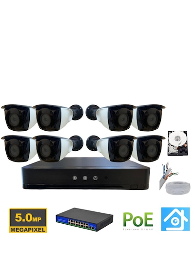 5mp 1440p 8 Kameralı 320gb Hdd Ip Poe Güvenlik Kamerası Seti