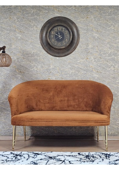 Zafir İkili Teddy Gold Kaplama Telli Ayak Çay Seti Koltuk İkili Berjer , Balkon, Salon, Ofis Kiremit