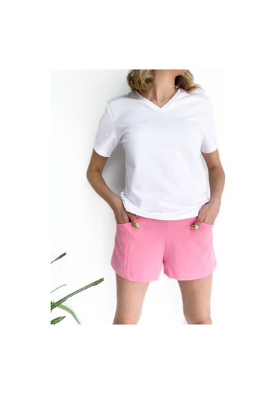 Kadın V Yaka Basic Tshirt Beyaz