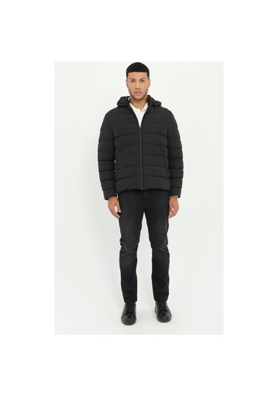 Dufy Erkek Slim Fit Kapüşonlu Siyah Mont-18160