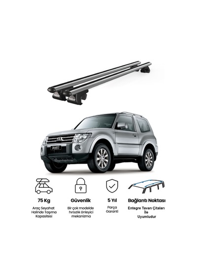 Venüs Mitsubishi Pajero 3d 2006-2011 Uyumlu Gri Ara Atkı Port Bagaj Tavan Barı
