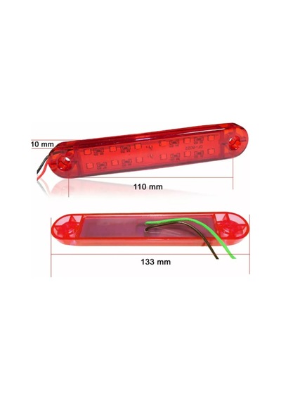 Ahmet Otomotiv 10 Adet Çift Sıra Parmak Led Kırmızı Renk 12 Ledli 13cm 12v-24v