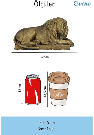 Dekoratif Biblo Yeleli Aslan Heykel El Yapımı Hediyelik Süs Eşyası Model Aslan3 - Altın Eskitme