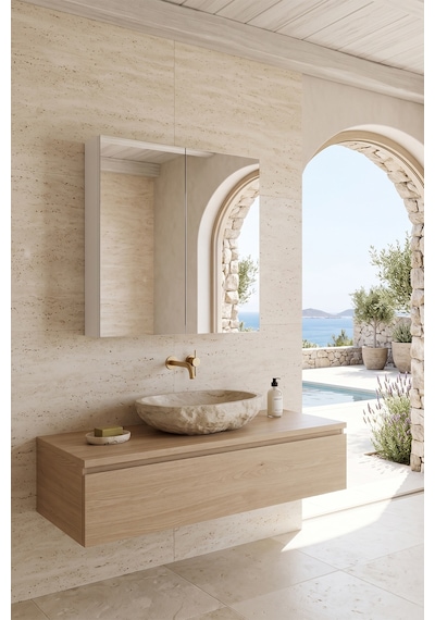 2 Kapaklı Aynalı Geniş İç Hacimli Çok Amaçlı Banyo Dolabı Beyaz