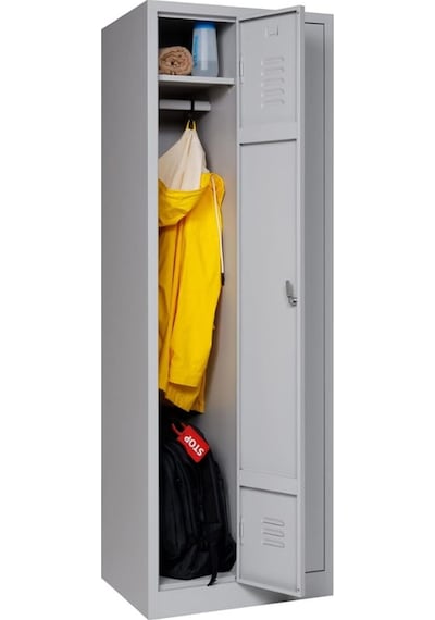 Metal Soyunma Dolabı 60x50x180cm, Elbise Dolabı, Kilitlenebilir Dolap, 2 Kapılı Dolap Gri