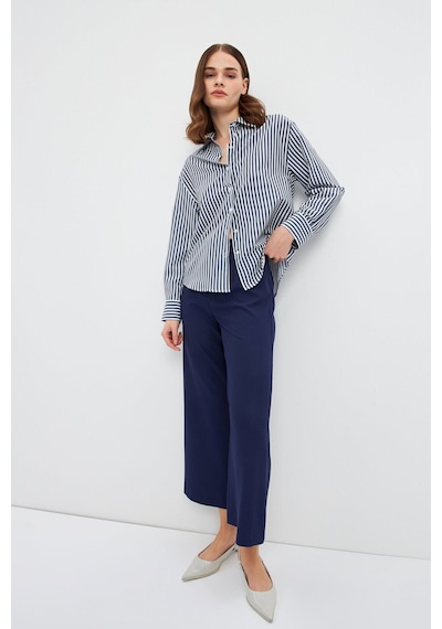 Stella Pulvis Lacivert Oversize Çizgili Gömlek Lacivert