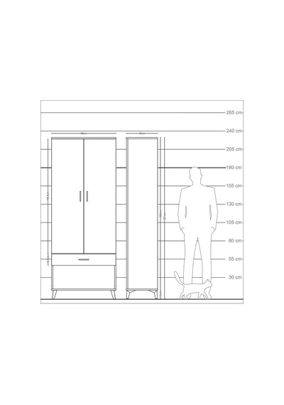 Arges Dolap 4 Raflı Tek Çekmeceli 2 Kapaklı 88x30x221 Antrasit-çam Antrasit