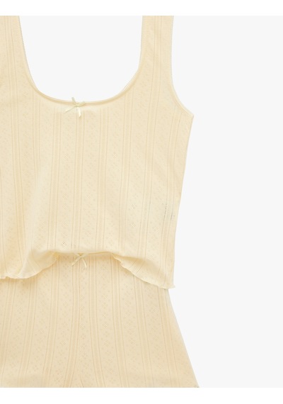 Koton Pamuklu Rahat Kesim Askılı Şortlu Pijama Takımı Sarı 6slk40144mk