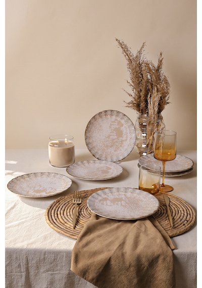 Keramika Vintage Cream Sirius Pasta Tabağı 22 Cm 6 Adet 22146 Krem