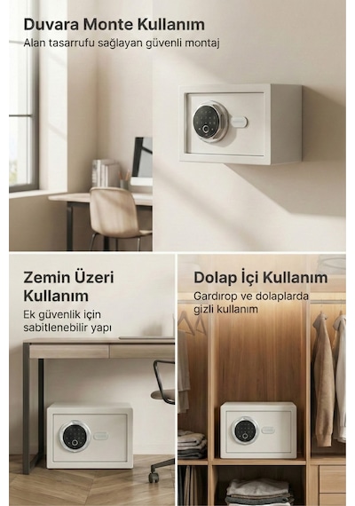 4berry Ev Ve Ofis İçin Parmak İzli Elektronik Kasa Şifreli, Metal Kasa, Type-c Acil Açma