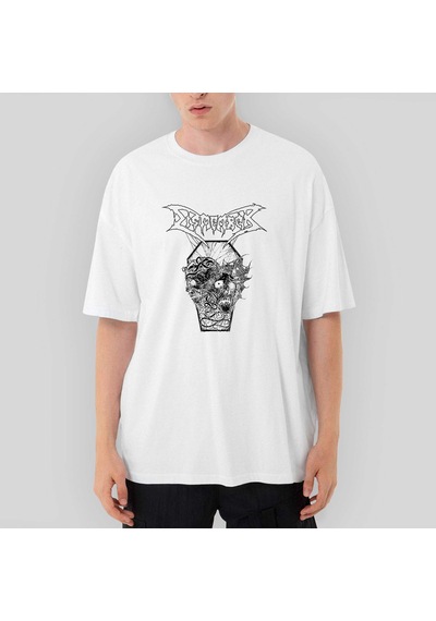 Dismember Skull Oversize Beyaz Tişört Beyaz