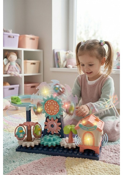 Ogi Mogi Toys Işıklı Ve Sesli Dönme Dolaplı Penguenli Lunapark Oyun Seti