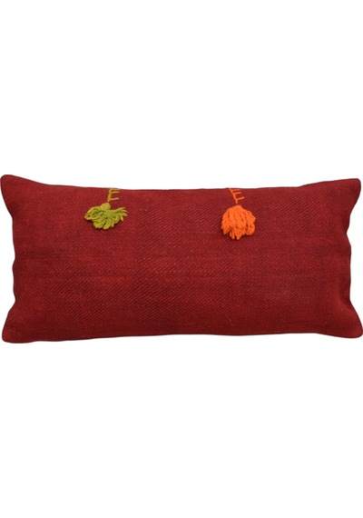 Zehra Abla Halı Yeni El Dokuma Dekoratif Lumbar Kilim Kırlent Yastık Kılıfı 6633 Çok Renkli