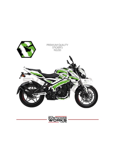 Bajaj Ns200 Kaplama Sticker Air Brush Motor Kaplama Modeli Hazır Kit Tüm Modeller Uyumlu Yeşil