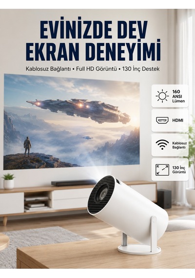 4k Uyumlu 130 İnç Full Hd Projeksiyon Cihazı Ve Kablosuz Aktarım Özelliği - Bayi Depom