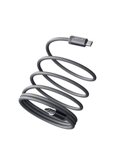 Lenyes LC527 Spiral Magnetik Type-C To Type-C 60W Hızlı Şarj Özellikli Data Ve Şarj Kablosu 1 M Gri