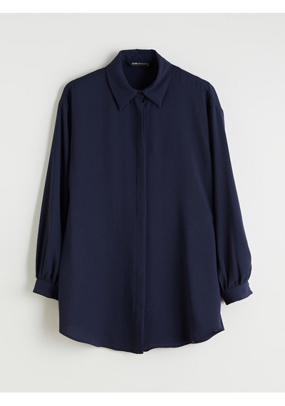 Lcw Modest Lacivert Oversize Kadın Gömlek Tunik