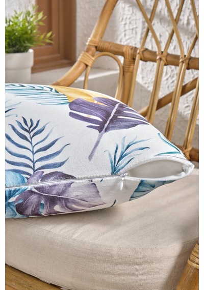 Soft Kadife Baskılı 43 X 43 Cm Kırlent Kılıfı Mavi Tüy