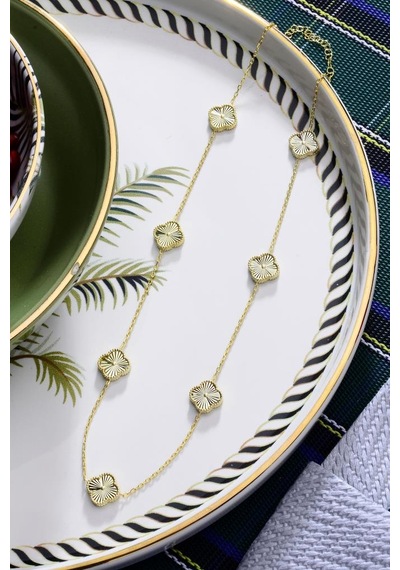 Innuendo Jewelry 925 Ayar Gümüş Altın Kaplama Yedi Yoncalı Kolye Altın