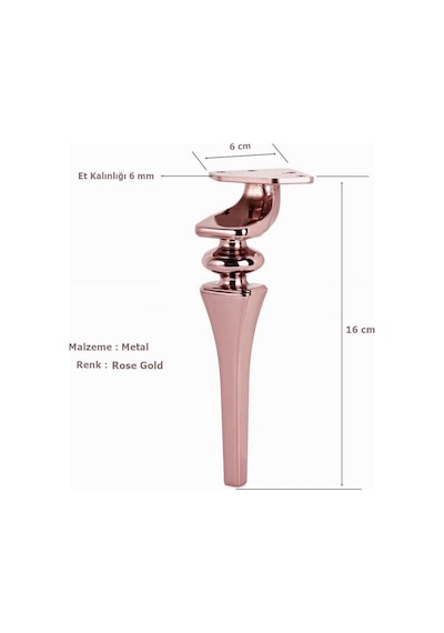 4 Adet Sintra Lüx Metal Ayak 16 Cm Mobilya Ayağı Rose Gold Çok Renkli