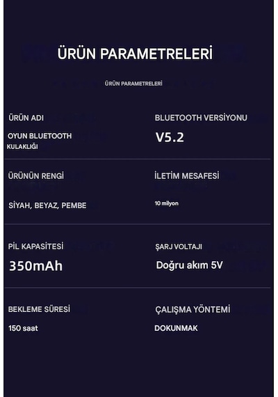 Qasul G10 Kablosuz Bluetooth 5.2 Oyuncu Kulaklığı