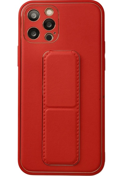 Apple Uyumlu iPhone 12 Pro Kılıf Coco Deri Standlı Kapak Kırmızı