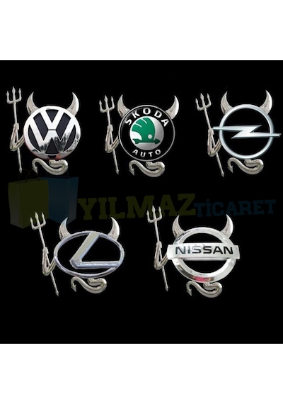 Volkswagen Opel Bmw Mercedes Toyota Honda Hyundai Şeytan Devil Logo 3D Oto Sticker Tüm Araçlar