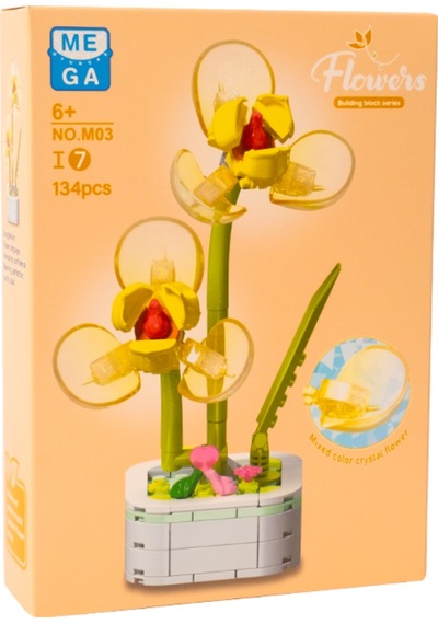 Building Block Flower 134 Parça Sarı Orkide