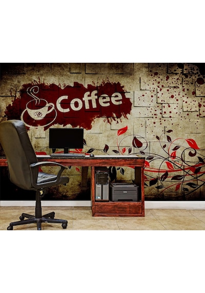 Coffee Yazılı Kafeler İçin Özel Tasarım Duvar Kağıdı