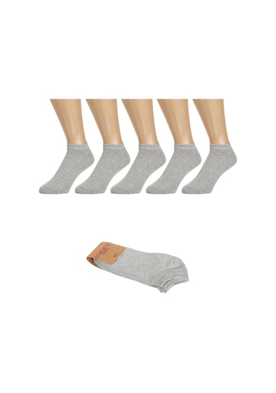 Ozzy Socks 5 Çift Dikişsiz Pamuklu Gri Unisex Patik Çorap Yazlık Dayanıklı Gri