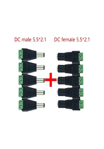 5 Set 2.1mm Dc Power Jak Dişi Erkek Fiş Adaptör Ucu Klemensli