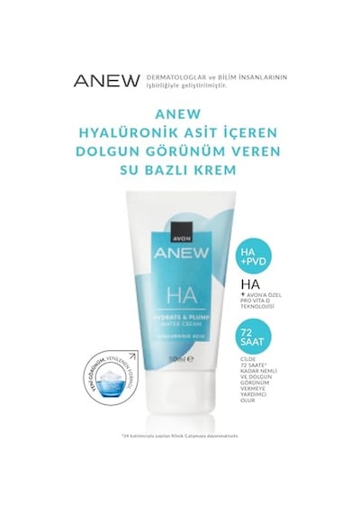 Anew Hyalüronik Asit İçeren Dolgun Görünüm Veren Su Bazlı Krem 50 Ml