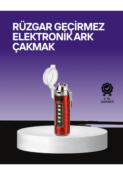 Outdoor Uyumlu Elektrikli Çakmak Fener Kırmızı
