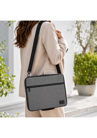 Classone 3in1 Serisi Clk144 13,14 İnch Uyumlu Tablet, Laptop El Ve Omuz Çantası Keten Gri