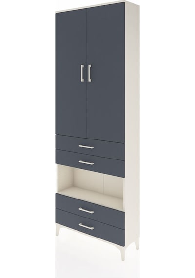 Arges Dolap 5 Raflı 4 Çekmeceli 2 Kapaklı 88x30x243 Aytaşı-antrasit Aytası