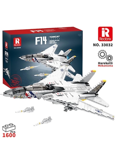 Reobrix 33032 F-14 Tomcat Jet Uçak Yaratıcı Yapı Blok Seti Building Blocks - 1600 Parça