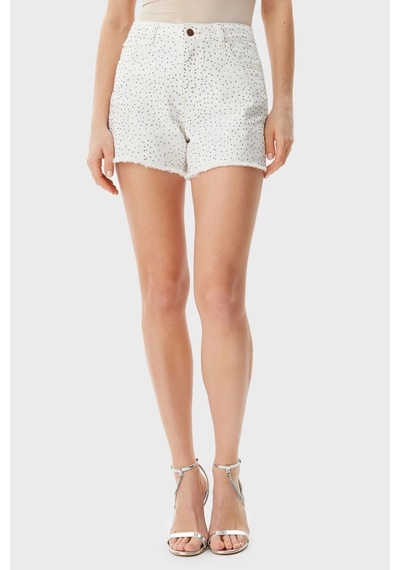 Guess Kadın Beyaz Relaxed Midi Şort Beyaz