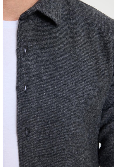 Tudors Erkek Slim Fit Dar Kesim Uzun Kollu Düz Kışlık Oduncu Koyu Gri Gömlek-41636 Koyu Gri Tudors Erkek Slim Fit Dar Kesim Uzun Kollu Düz Kışlık Oduncu Koyu Gri Gömlek-41636 Koyu Gri