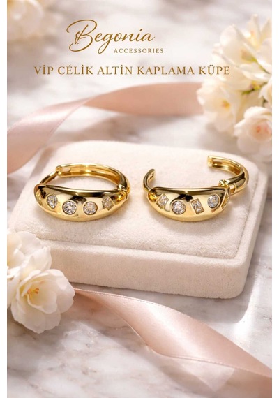 Vip Çelik Altın Kaplama Zirkon Taşlı Kadın Küpe Minimal Figürlü Çivi Halka Küpe Paslanmaz Kararmaz Alerji Yapmaz Şık Zarif Günlük Ve Özel Gün Küpe A16 Altın