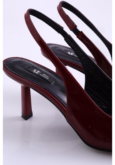 5in1Canpolat Vişne Sivri Burun Topuklu Slingback 24020-vişne Bordo