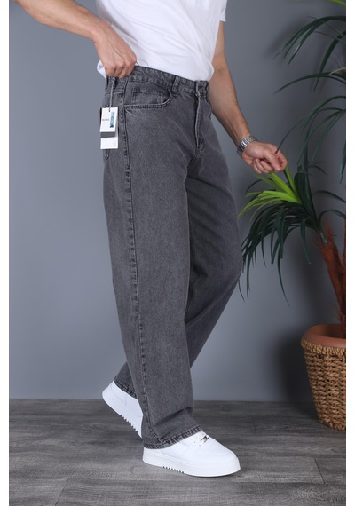 Felvıno Erkek Yıkamalı Baggy Bol Kesim Kot Pantolon Antrasit