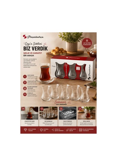 42801 Semaver Çay Bardağı 285 Cc 3'lü Diğer
